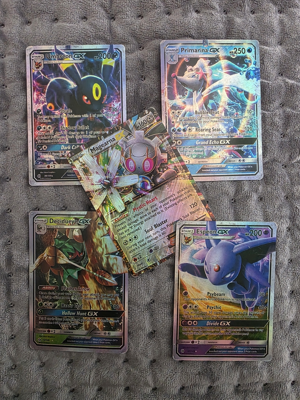 Pokemon GX Trading Card Lot - Blue, Purple, Black, Green, Pink, Silver